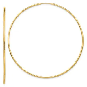 14k Yellow Gold Endless Hoop Earrings (1.2mm Tube), Extra Large Sizes