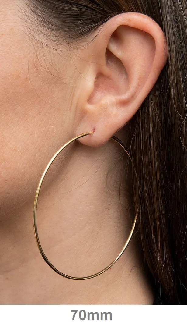 14k Yellow Gold Endless Hoop Earrings (1.2mm Tube), Extra Large Sizes