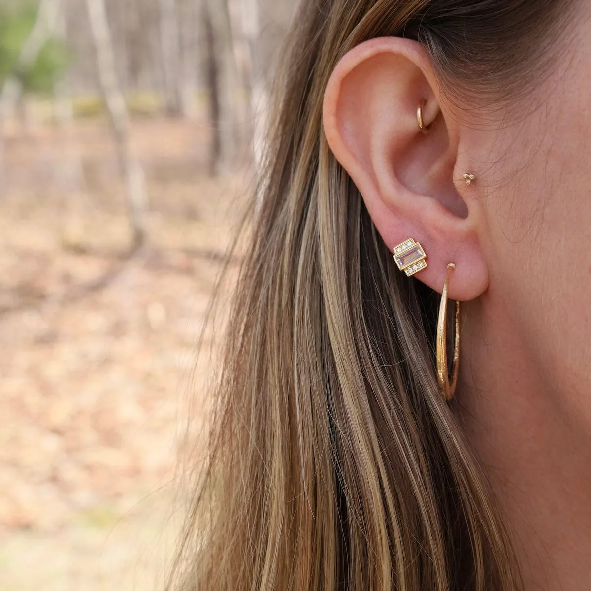 24k Gold Vermeil Brushed Open Hoops