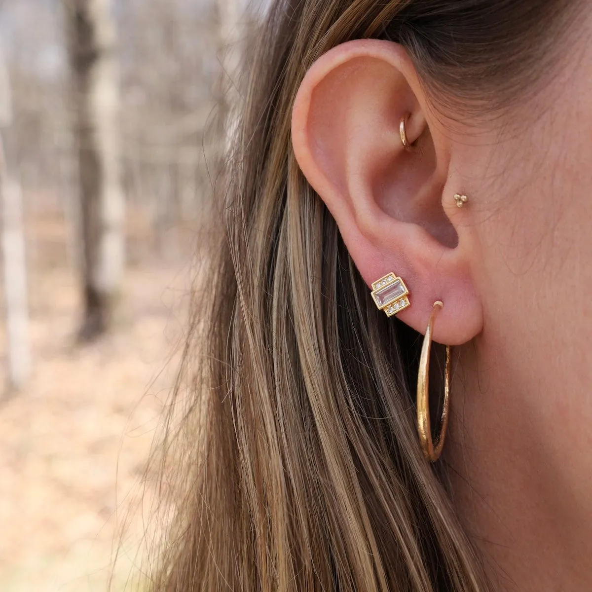 24k Gold Vermeil Brushed Open Hoops