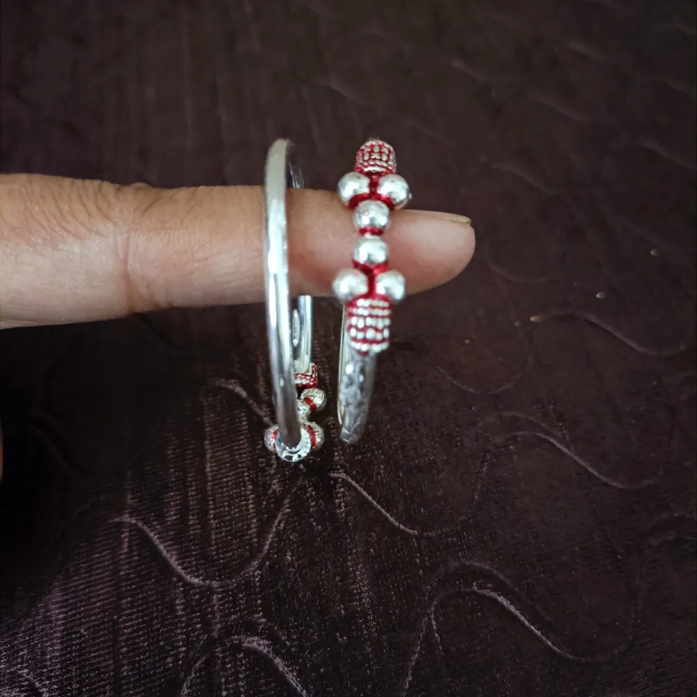 925 Silver Designer Unisex Openable Baby Bangle Set (Design 133)