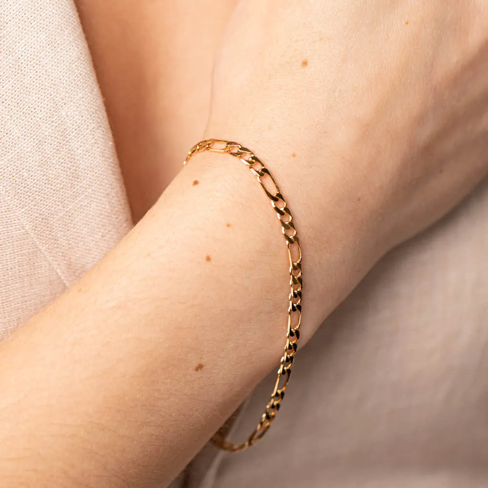 9ct Yellow Gold Figaro Bracelet