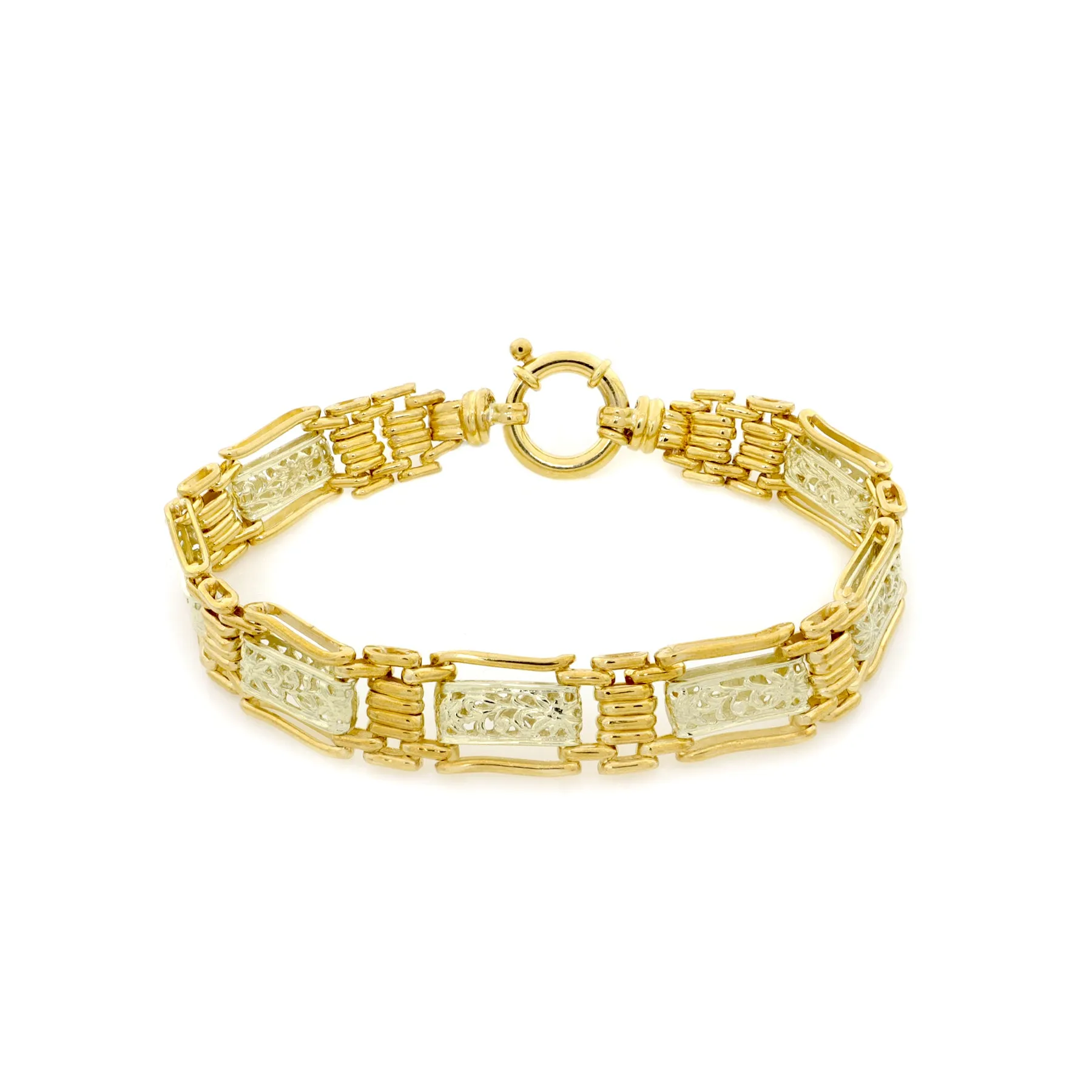 9K Yellow Gold Filigree Wide Bracelet - 20720193