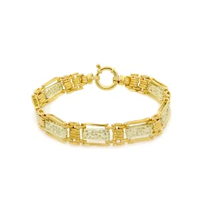 9K Yellow Gold Filigree Wide Bracelet - 20720193