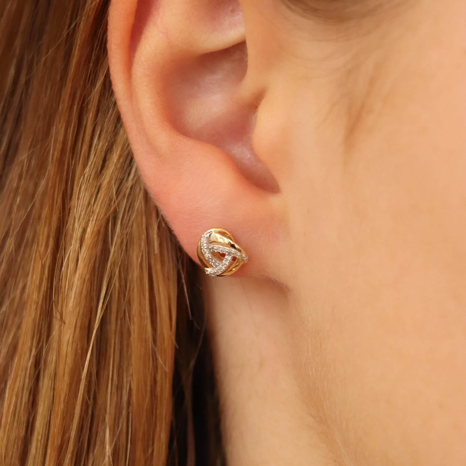 9K Yellow Gold Tdw. 0.1ct Diamond Earrings - 20710972