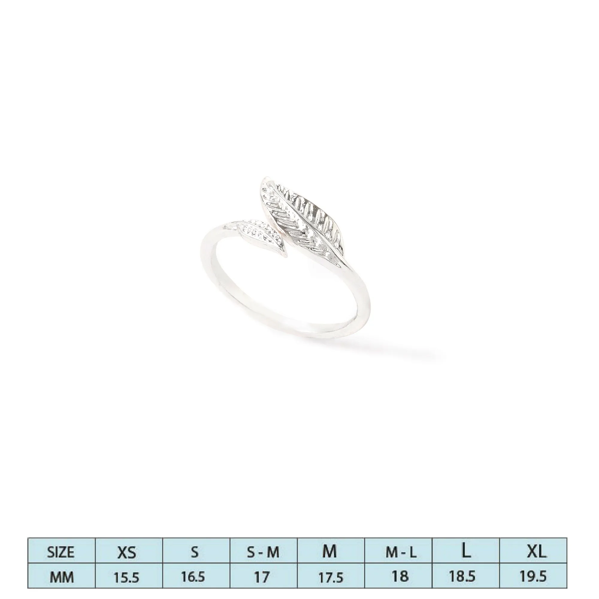 Accessorize London Women's Silver set of 2 Leaf Wrap Ring-Large