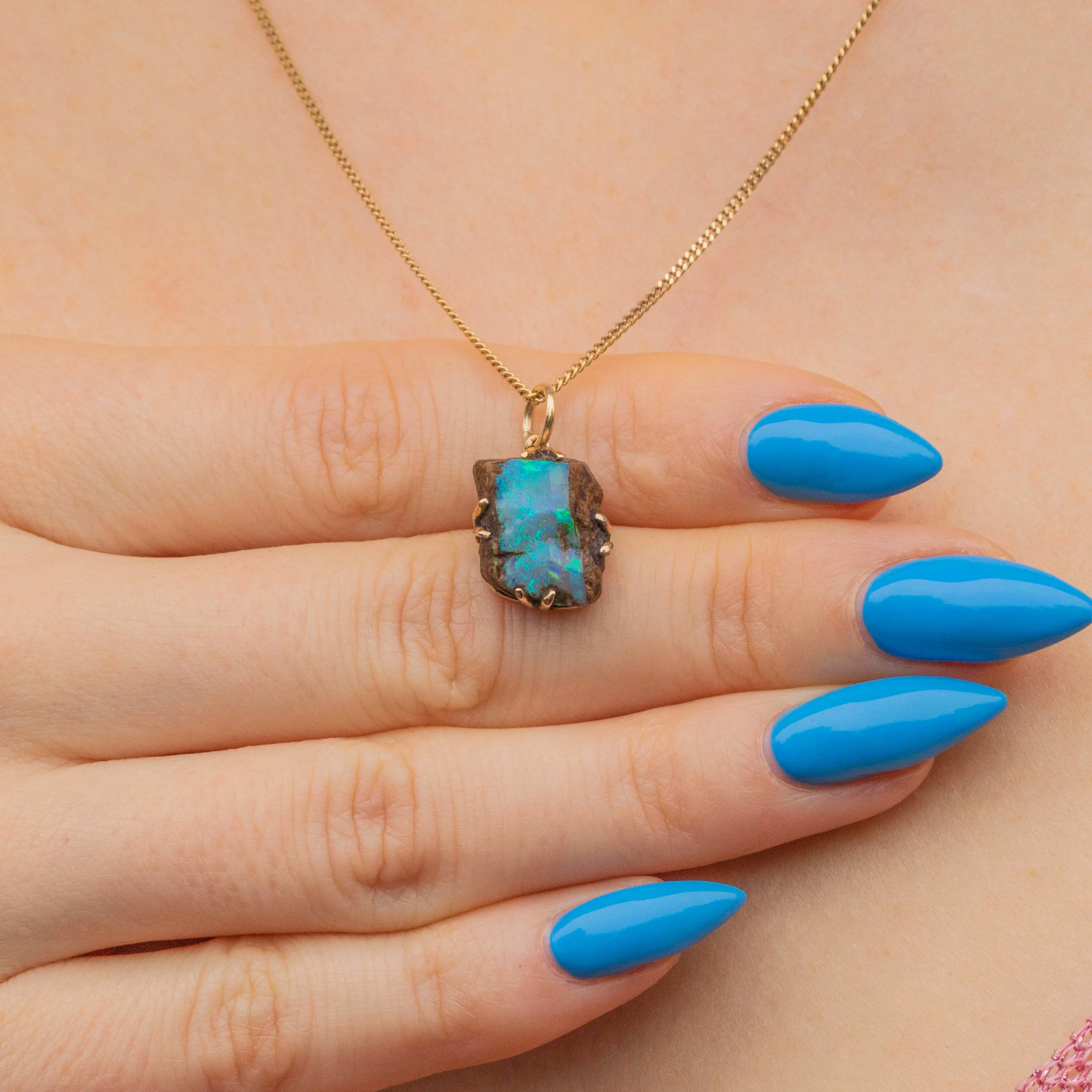 Antique 9ct Gold Boulder Opal Pendant