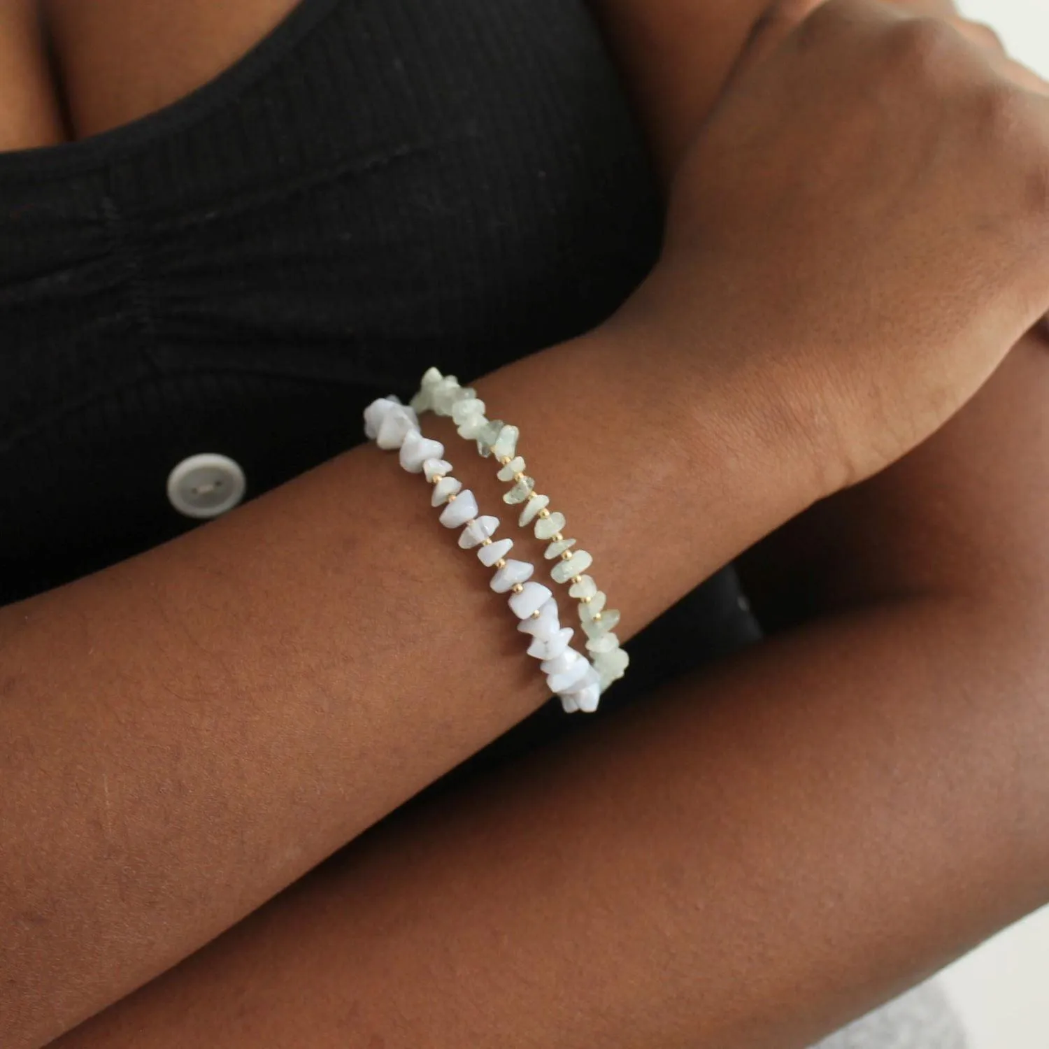 Beachy Gemstone And Gold Bracelet