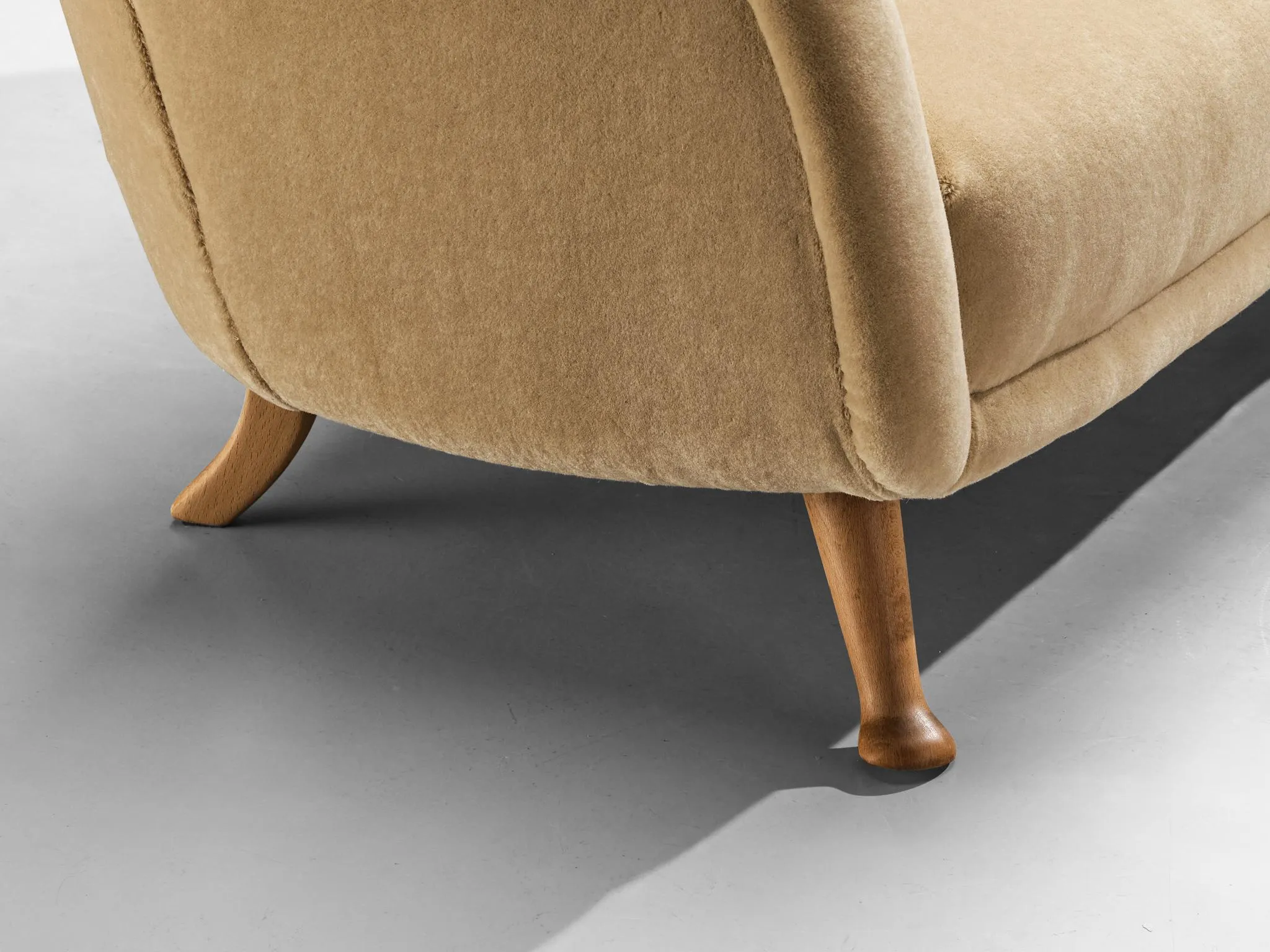 Berga Mobler Sofa in Beige Mohair Upholstery