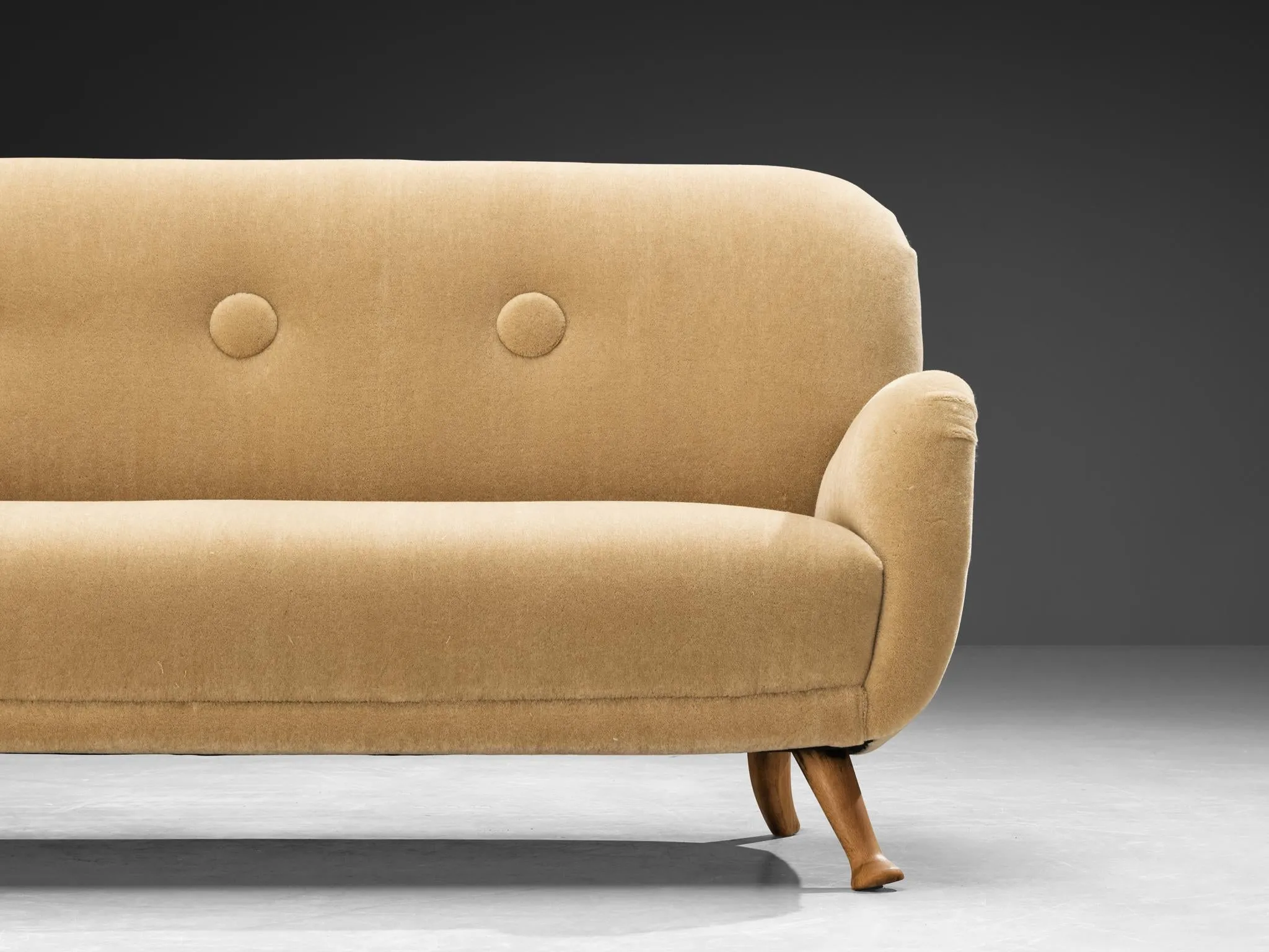 Berga Mobler Sofa in Beige Mohair Upholstery
