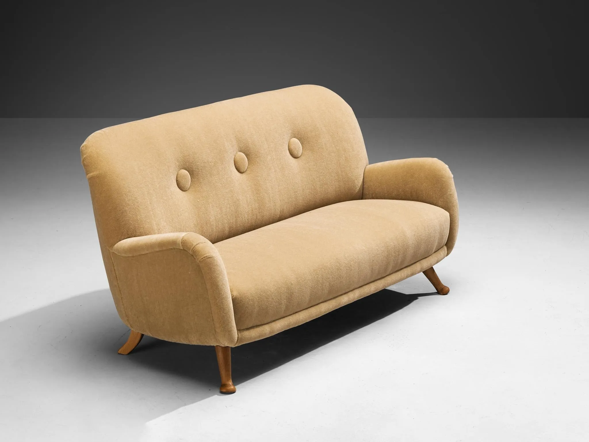Berga Mobler Sofa in Beige Mohair Upholstery