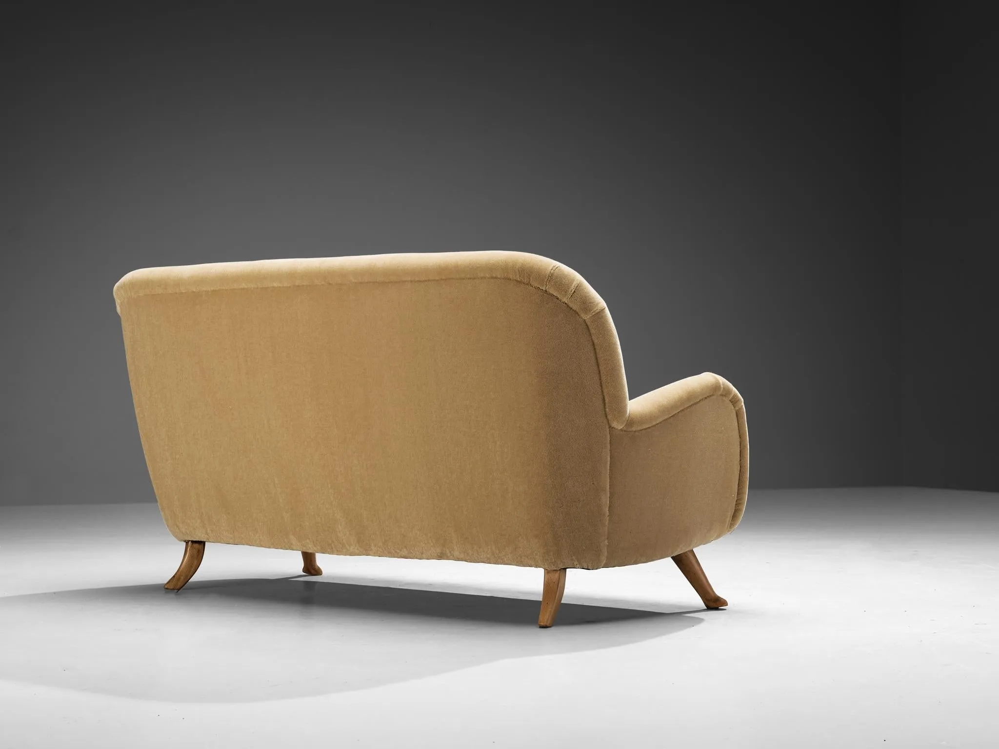 Berga Mobler Sofa in Beige Mohair Upholstery