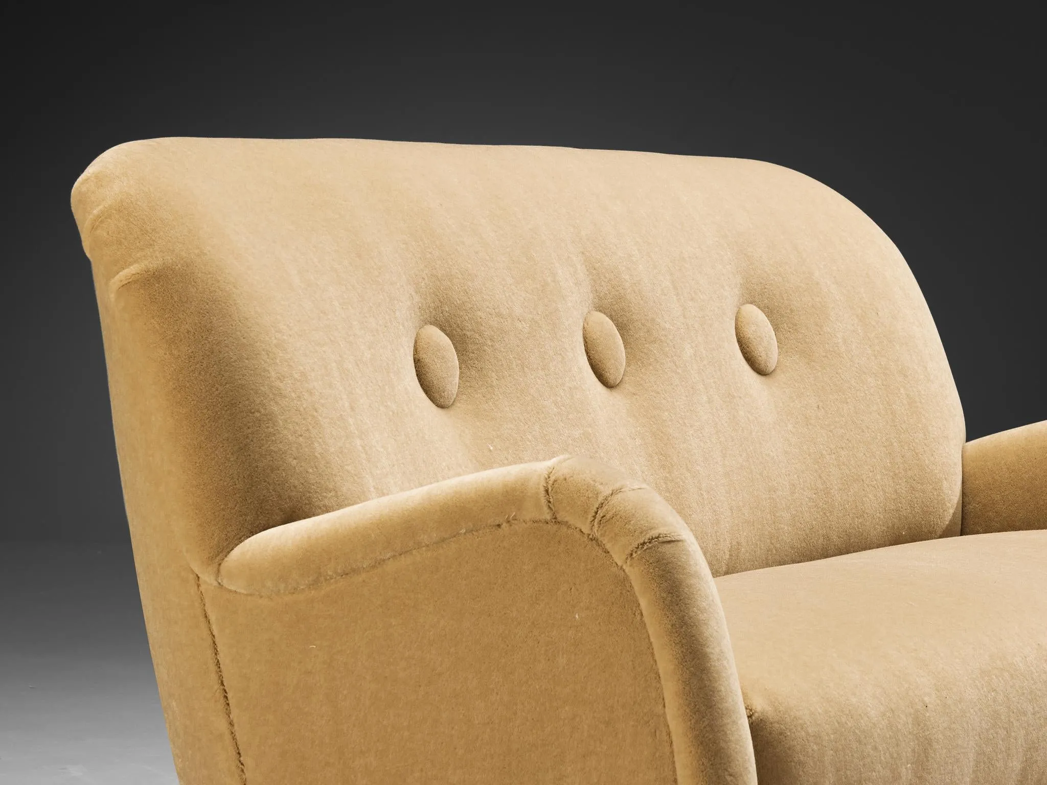 Berga Mobler Sofa in Beige Mohair Upholstery