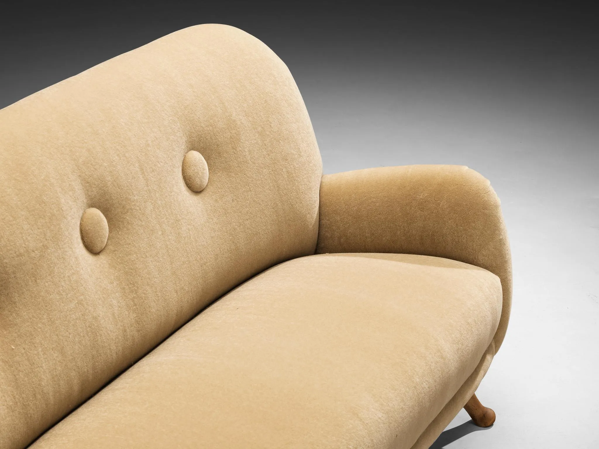 Berga Mobler Sofa in Beige Mohair Upholstery