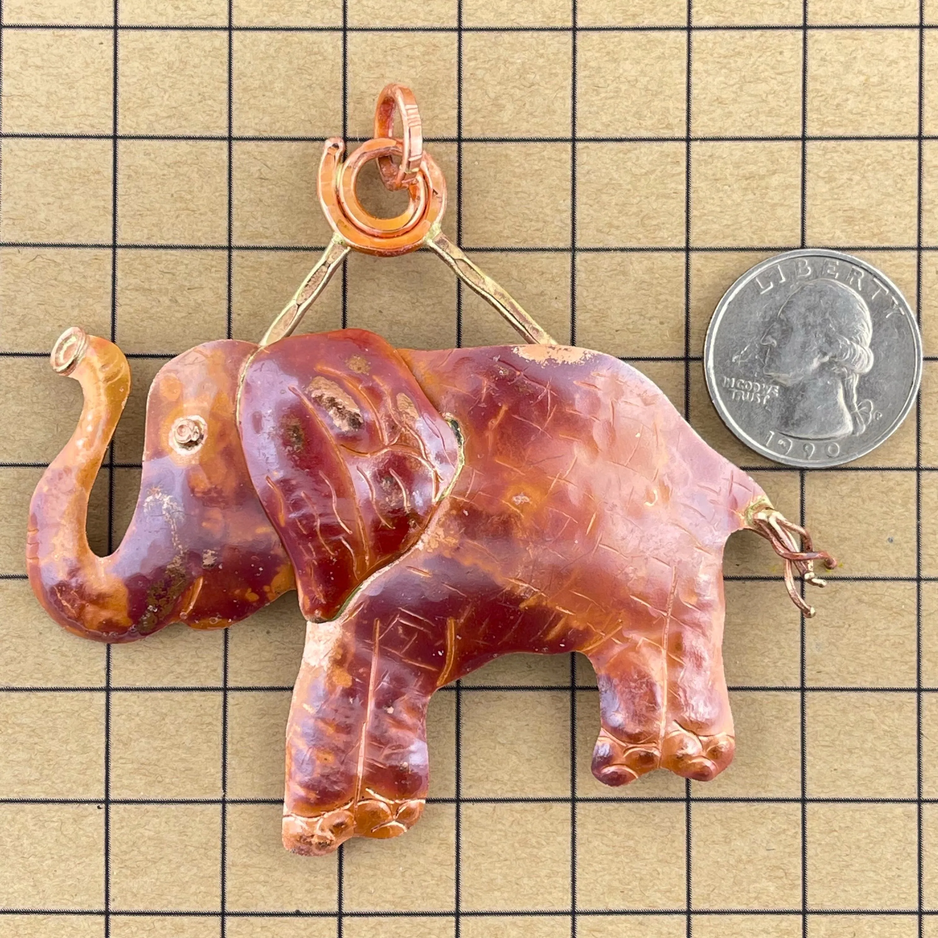 Big Elephant on Swirl Bale Pendant