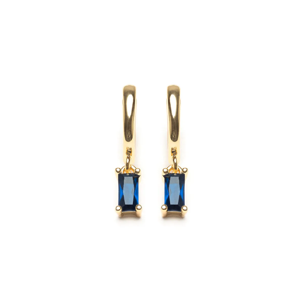 Blue Crystal Drop Huggie Hoops