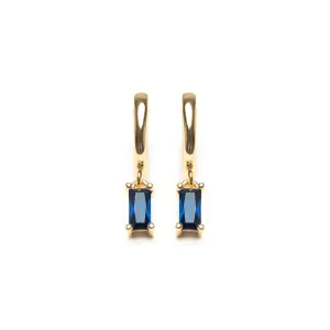 Blue Crystal Drop Huggie Hoops