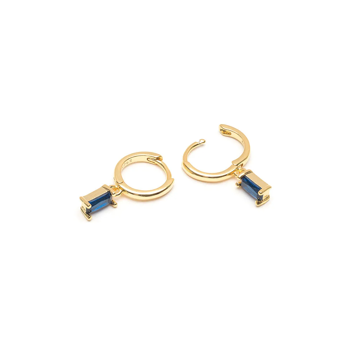 Blue Crystal Drop Huggie Hoops