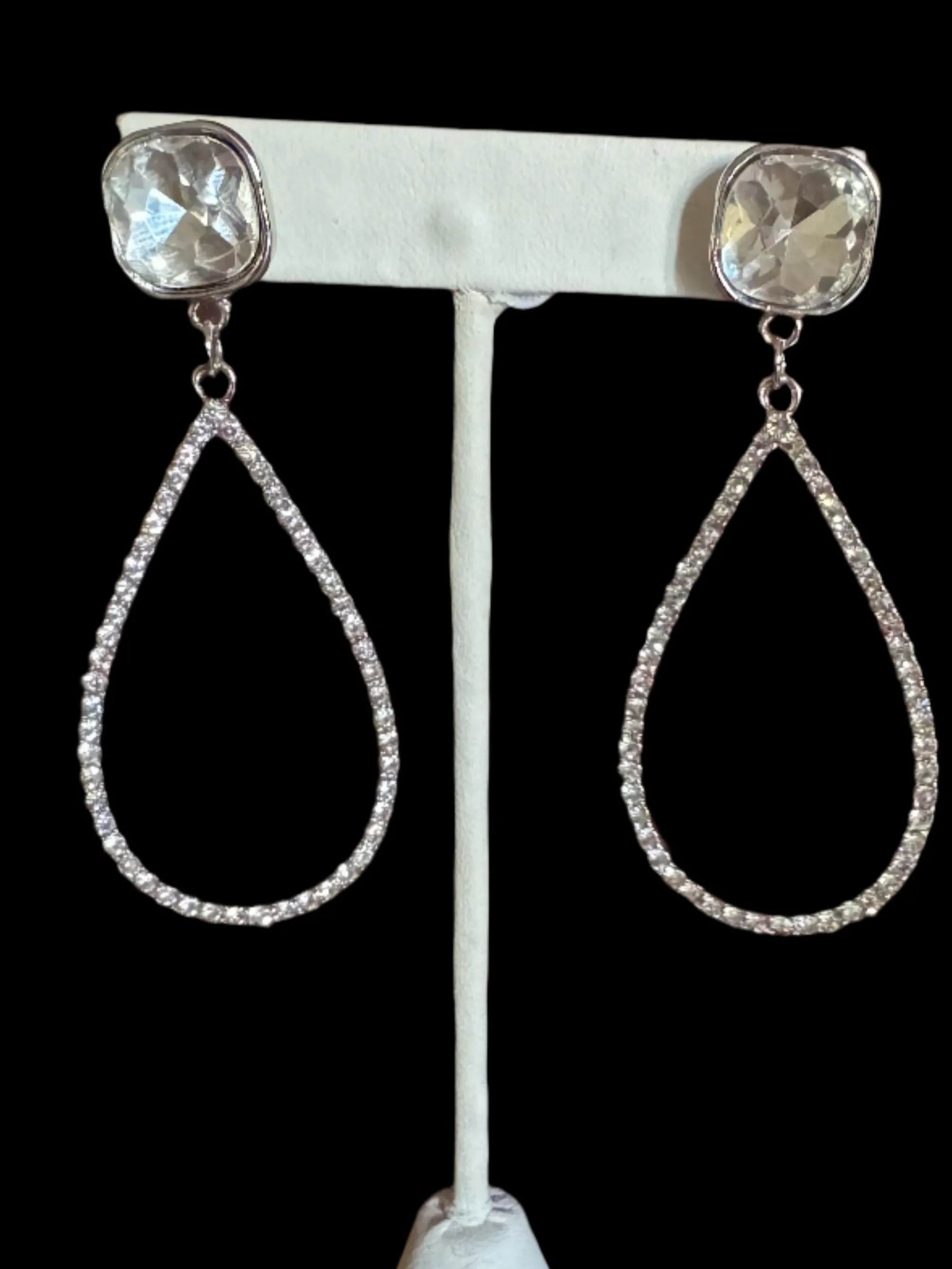 Bold Crystal Teardrop Earrings  Yellow or Silver | Statement Glam Sparkle