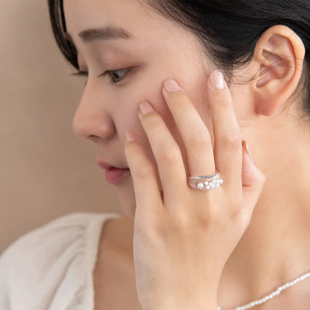 Bubble Pearl Acrylic Band Ring