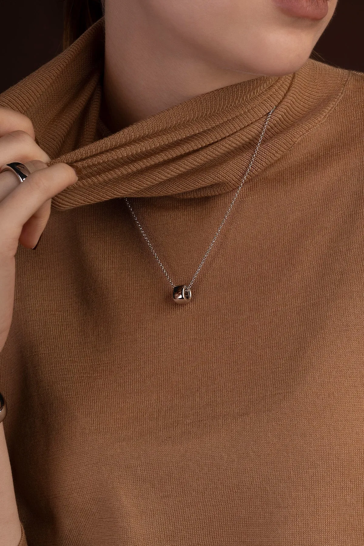 Chunky Silver Pendant Adjustable Necklace