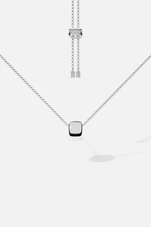 Chunky Silver Pendant Adjustable Necklace