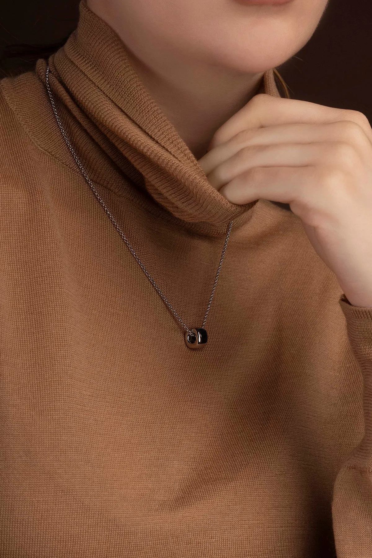 Chunky Silver Pendant Adjustable Necklace