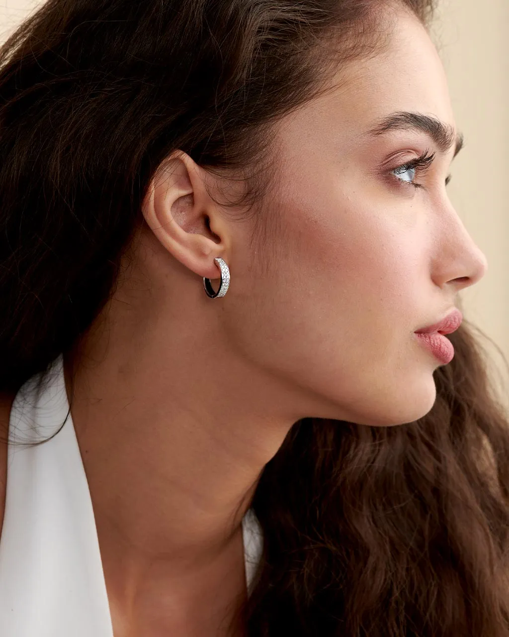 Classic Two Line Diamond Hoops