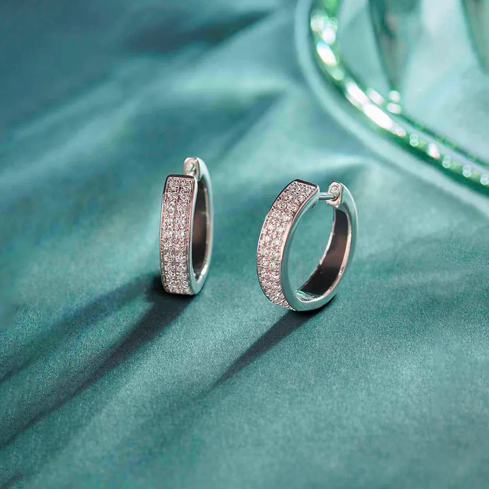Classic Two Line Diamond Hoops