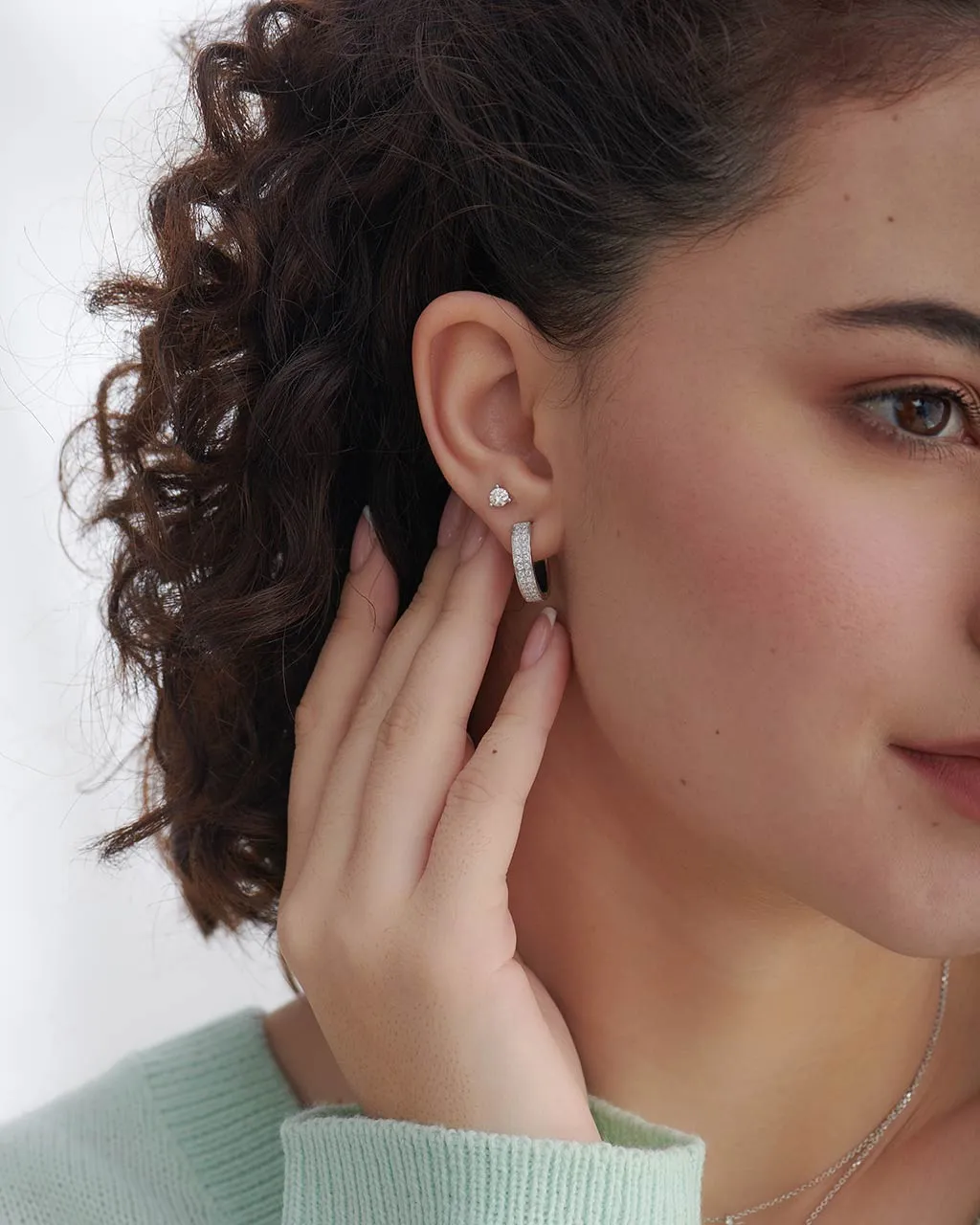Classic Two Line Diamond Hoops