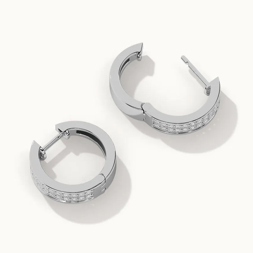 Classic Two Line Diamond Hoops