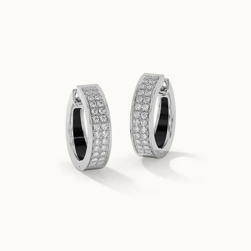 Classic Two Line Diamond Hoops
