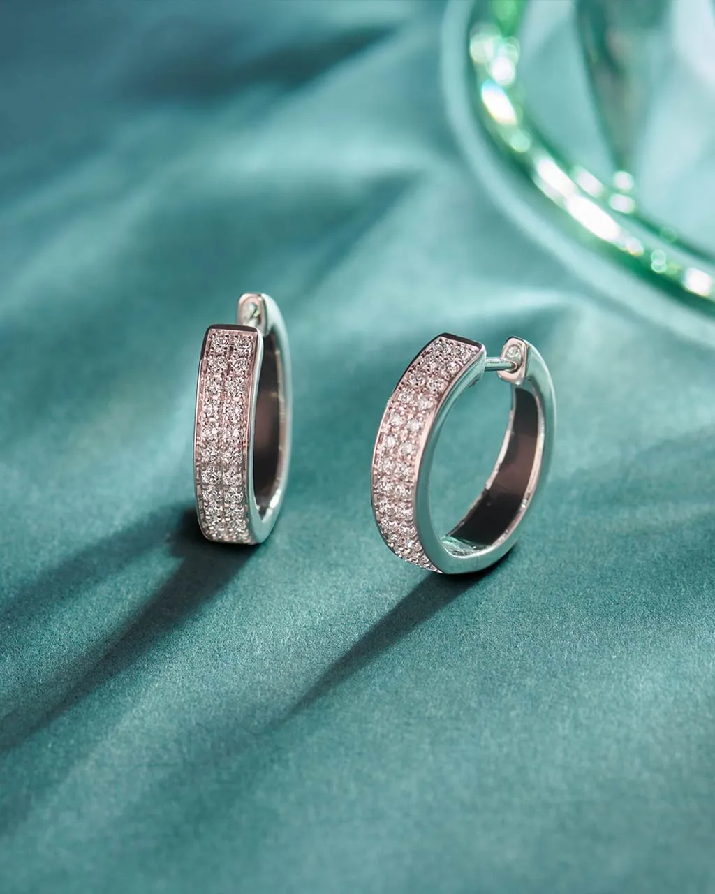 Classic Two Line Diamond Hoops