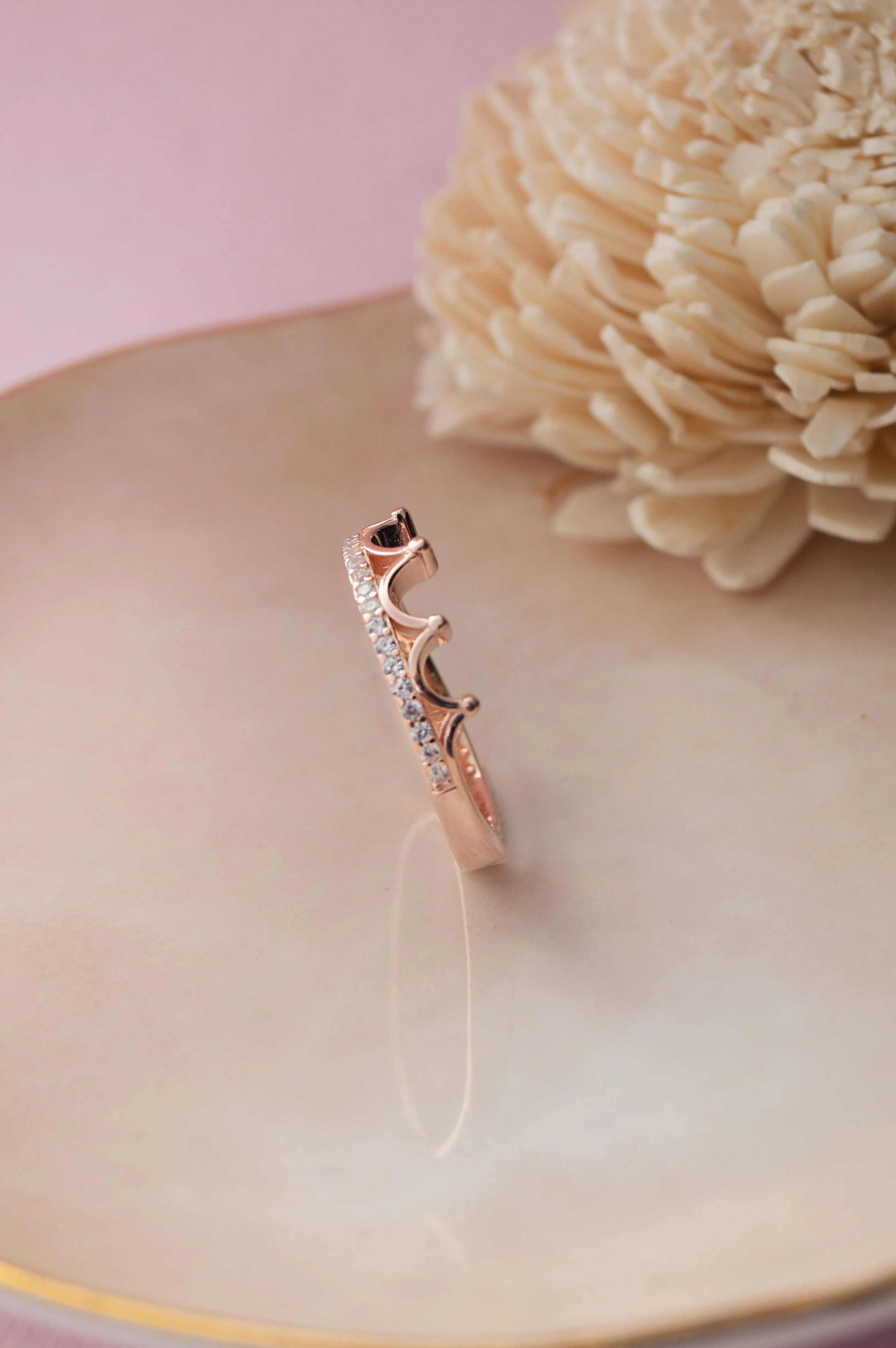 Crown Rose Gold Plated Sterling Silver Ring