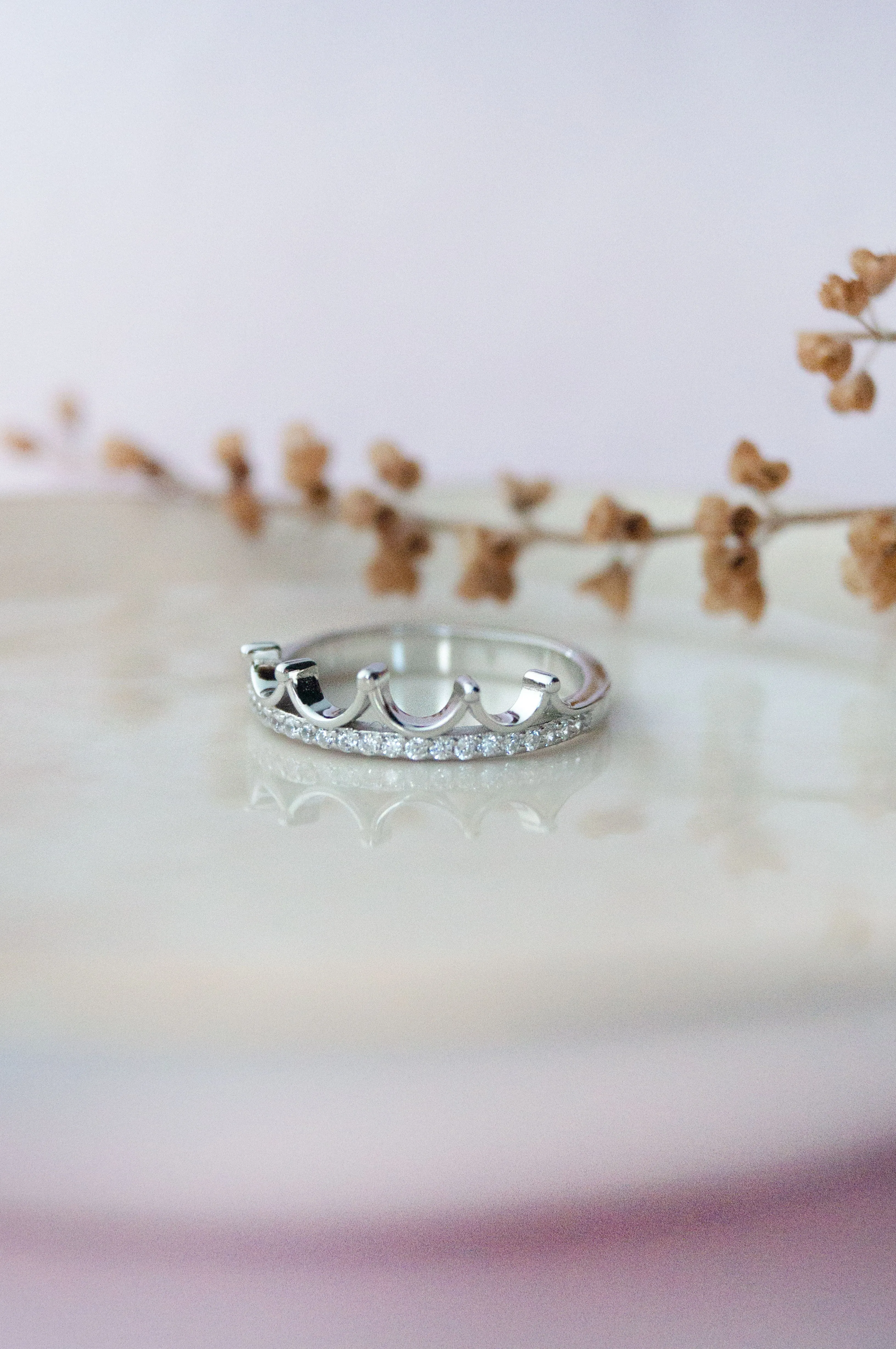 Crown Rose Gold Plated Sterling Silver Ring