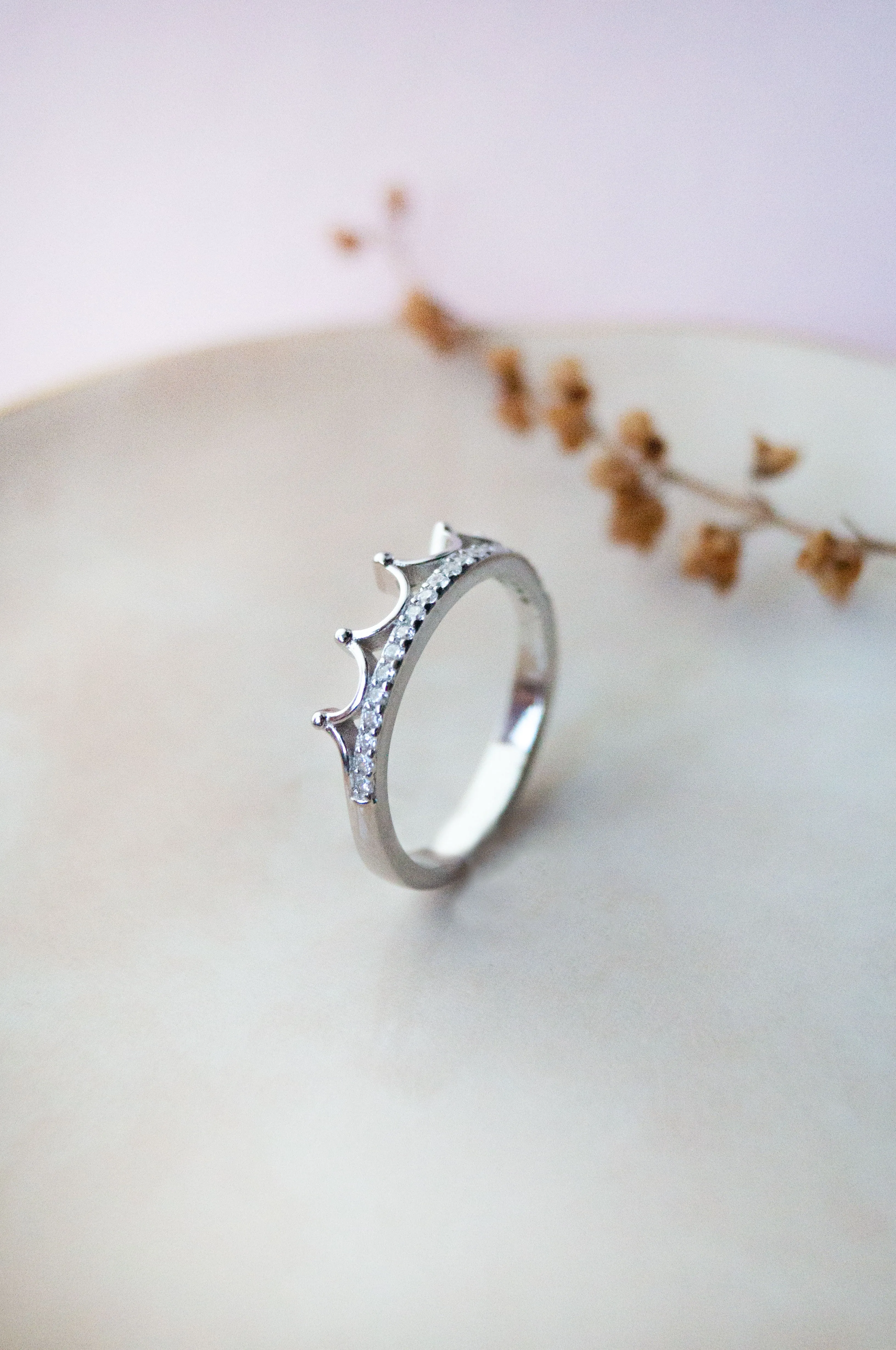 Crown Rose Gold Plated Sterling Silver Ring
