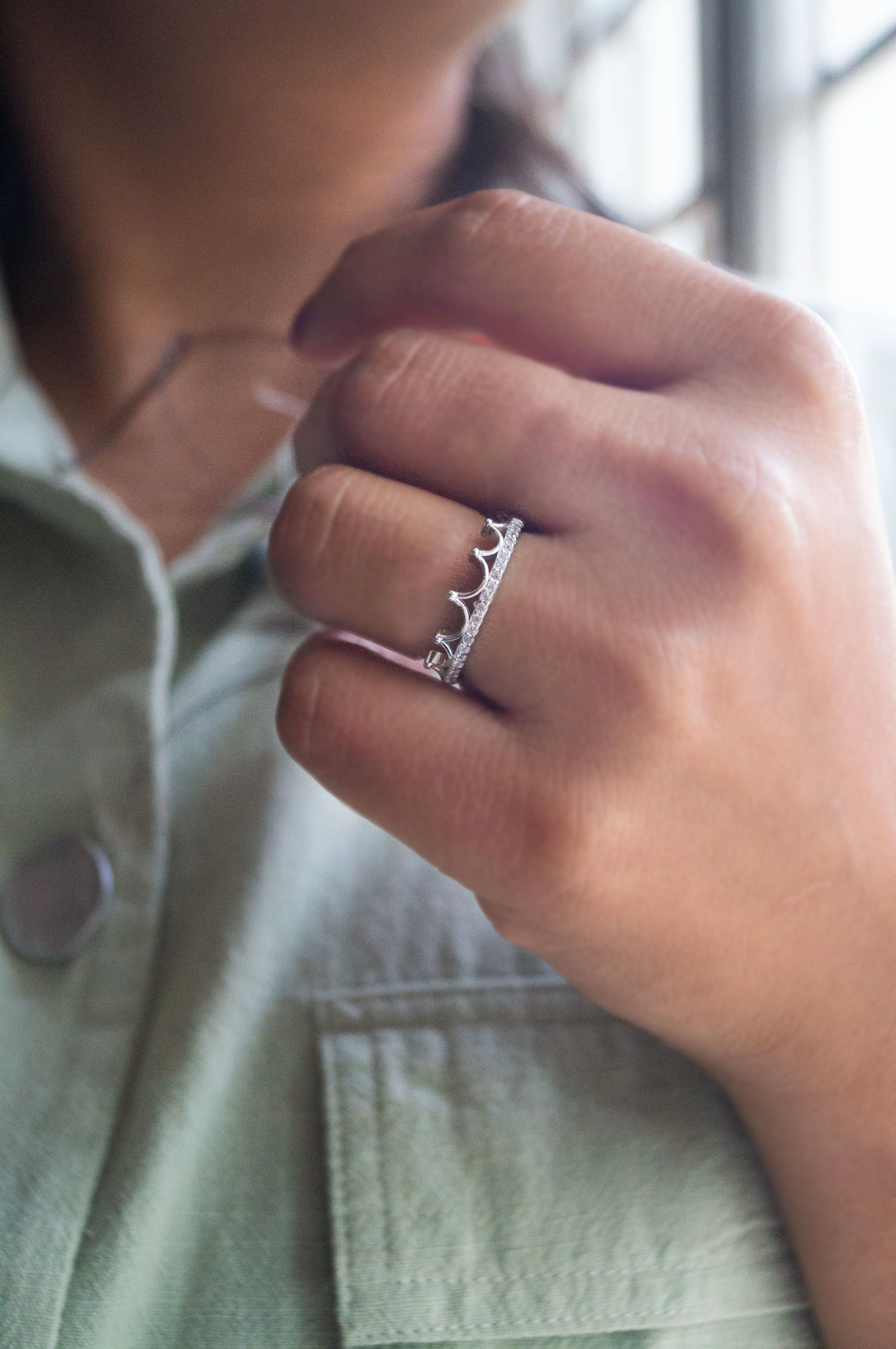 Crown Rose Gold Plated Sterling Silver Ring
