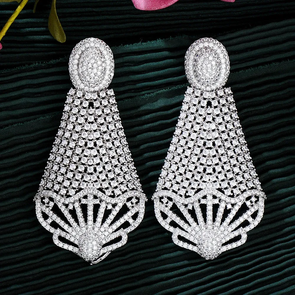 CZ Pendant Earrings Micro Cubic Zirconia Pave Party Wedding Jewelry