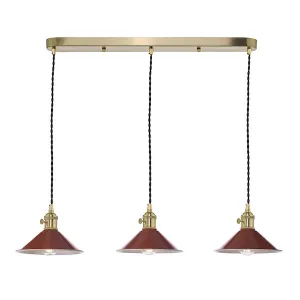 Dar Hadano 3 Bar Light Brass with Umber Shades