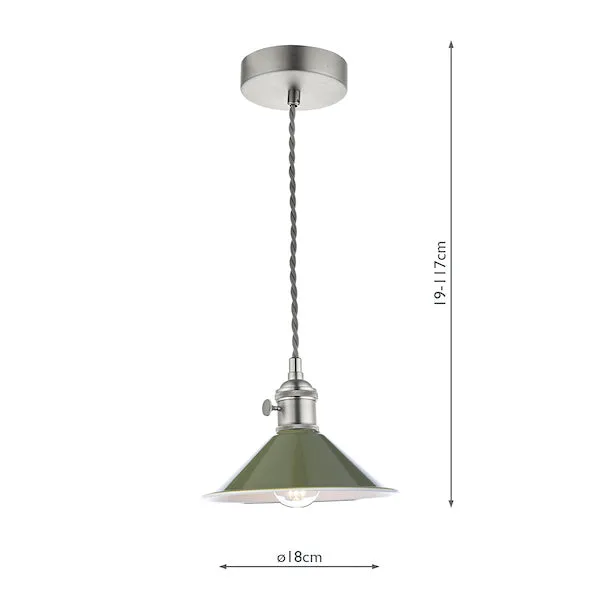 Dar Hadano Pendant Antique Chrome With Olive Green Shade
