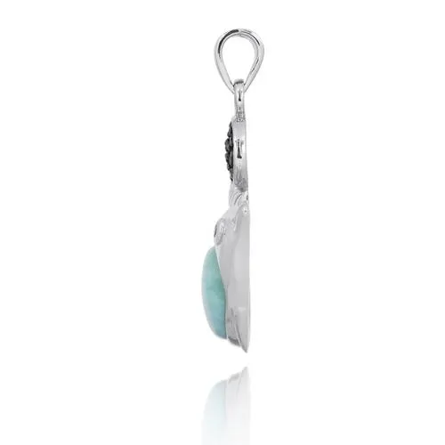 Dolphin Necklace with Larimar and Black Spinel - Miami