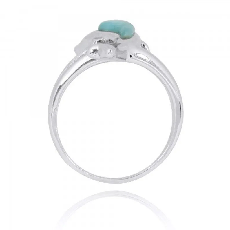 Dolphin Ring with Larimar