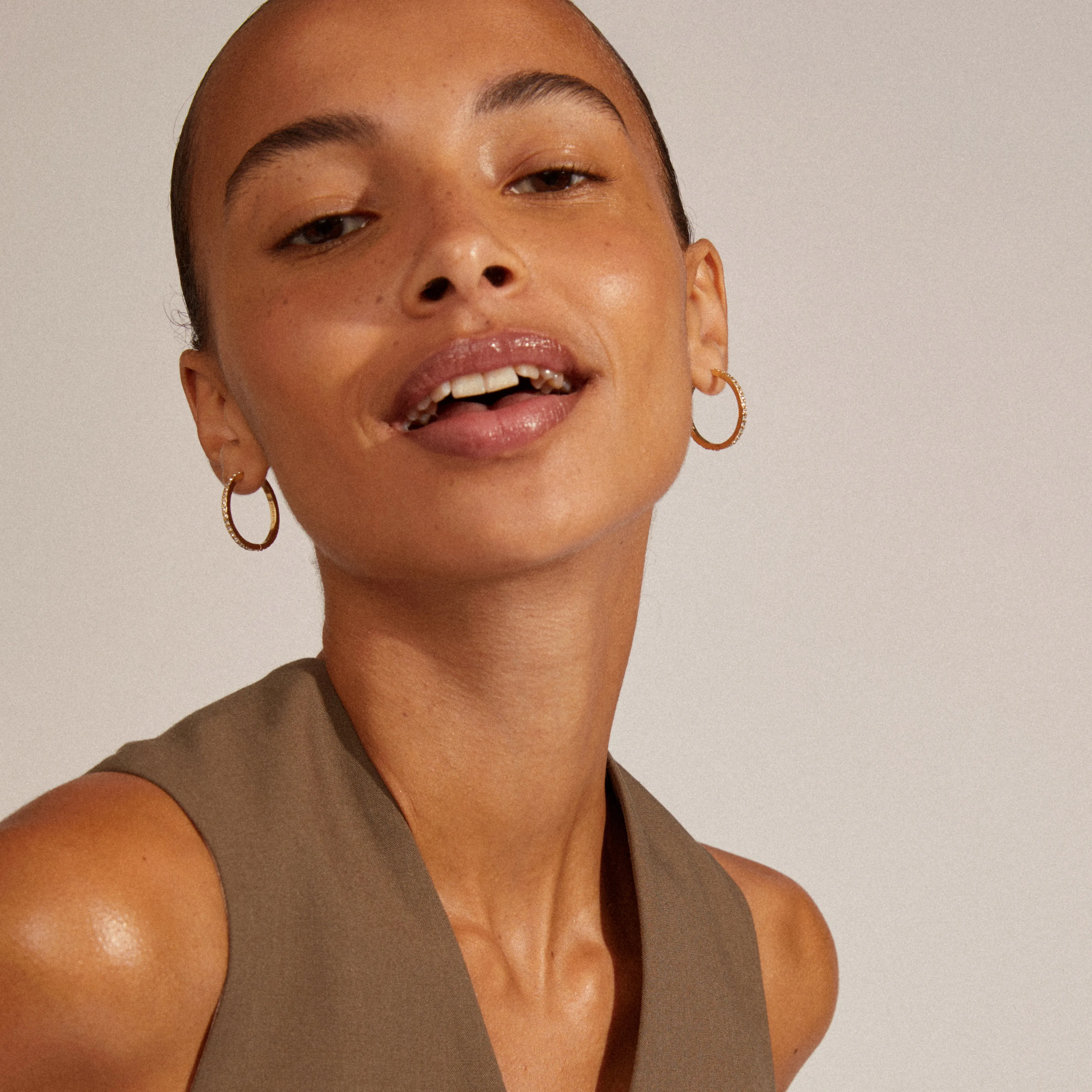 EBNA maxi crystal hoops gold-plated