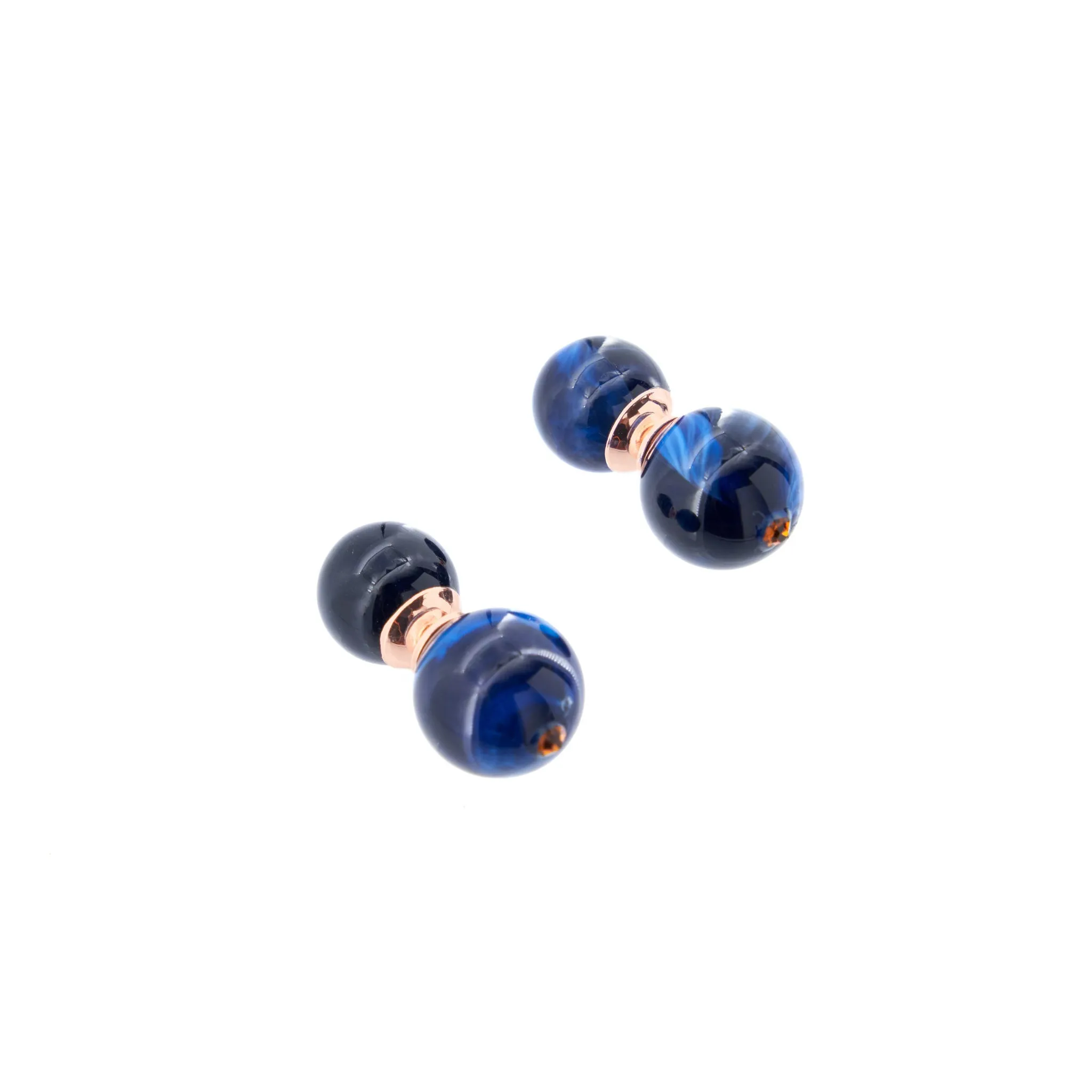 Ebony Double Studs - Indigo Lapis/Bronze