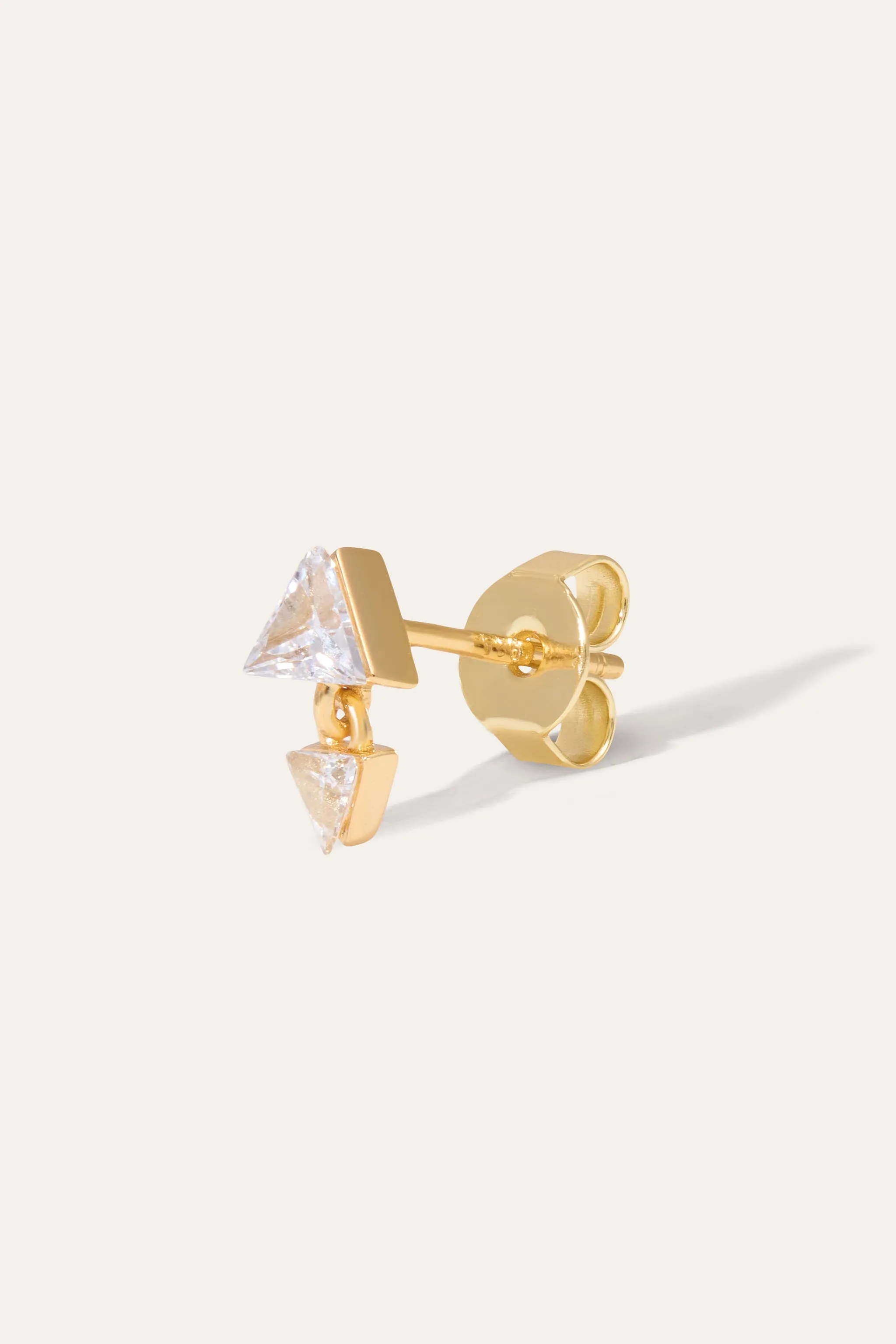 Floating Pyramid Gold Vermeil Stud Earring