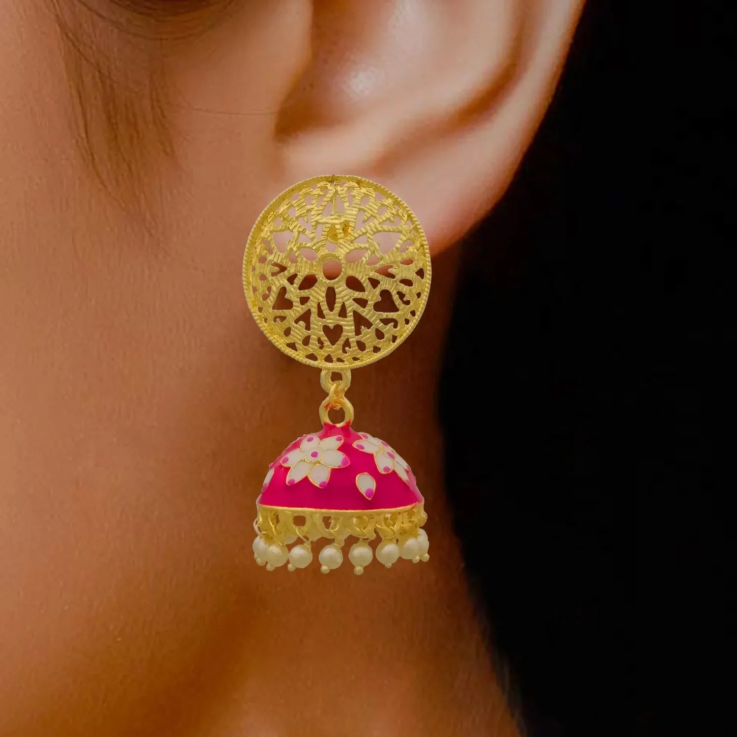 Floral Designer Jhumki with Intricate Studs