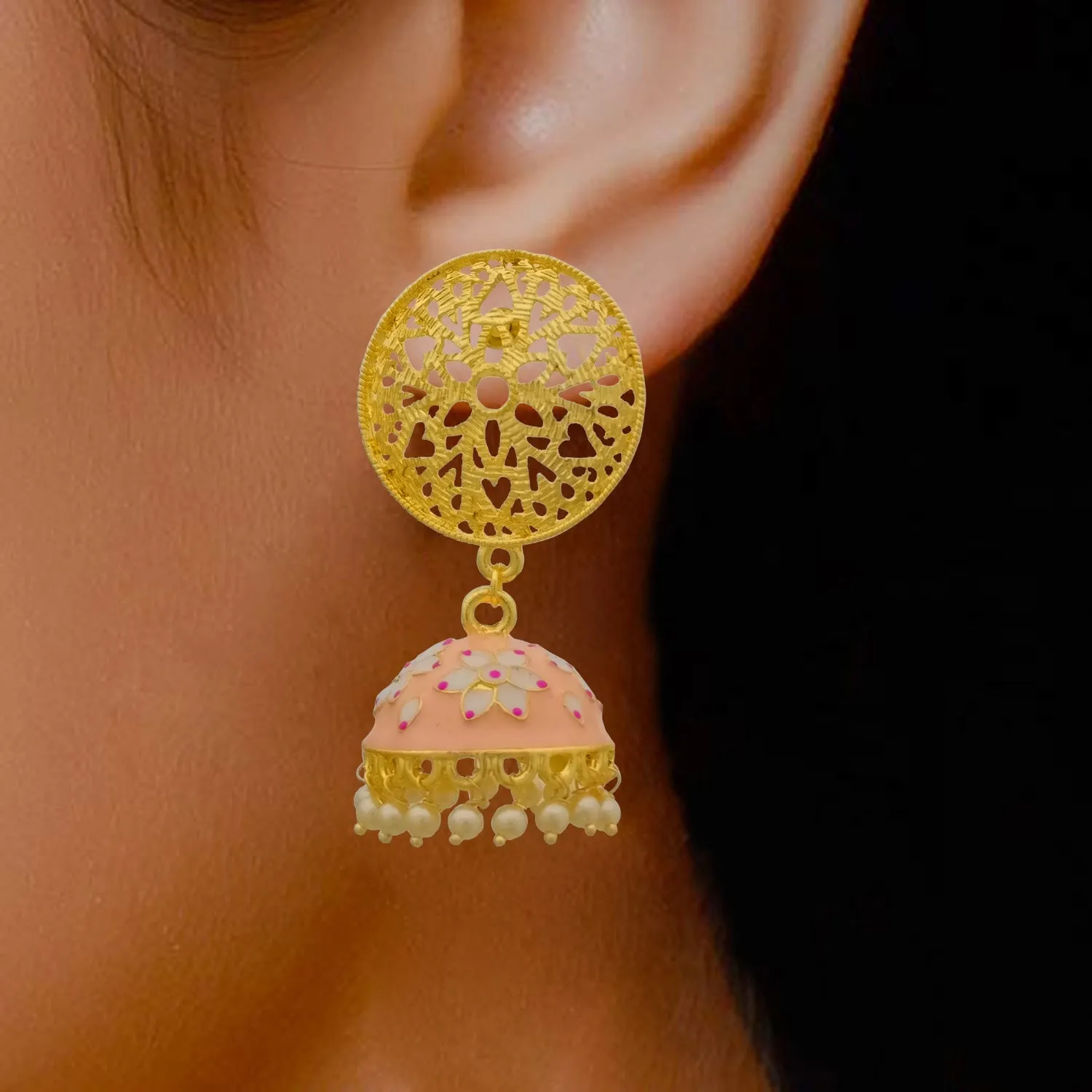 Floral Designer Jhumki with Intricate Studs