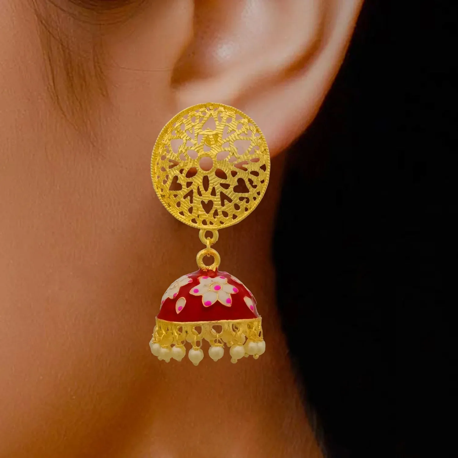 Floral Designer Jhumki with Intricate Studs