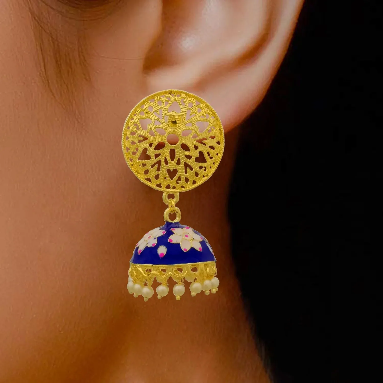 Floral Designer Jhumki with Intricate Studs