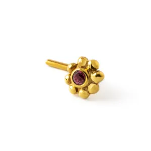 Flower with Garnet Gold Nose Stud